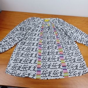 Roller Rabbit Anka Top Size S Geo Print Women Boho Cotton